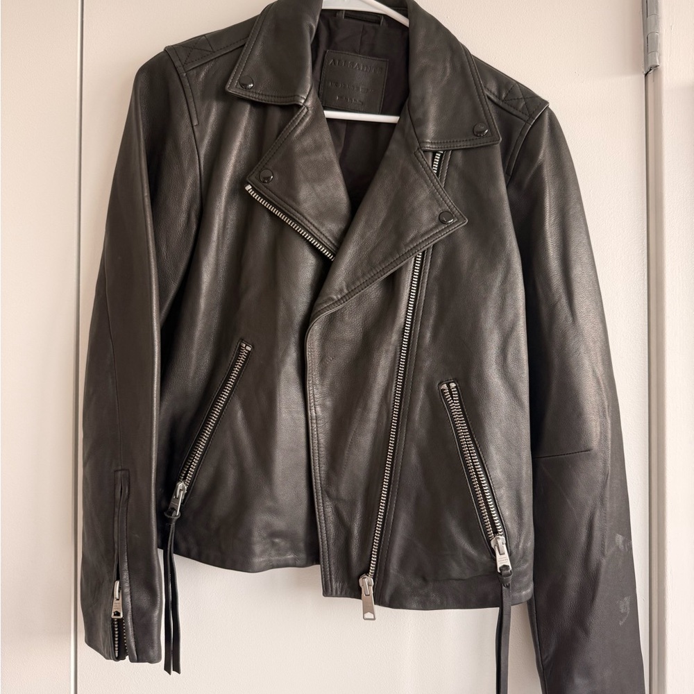AllSaints Black Leather Moto Jacket